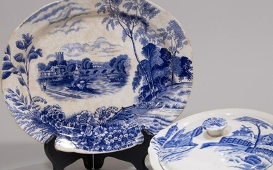 Blue Willow Porcelain Showing Thames 19th Century