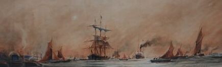 Braithwailt - paire d aquarelles anglaise scène de bateaux