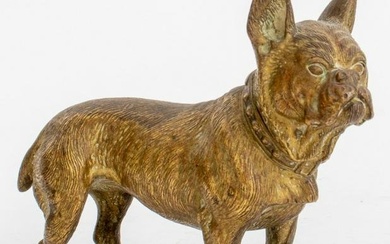 Brass French Bull Dog Paperweight, ca. 1900