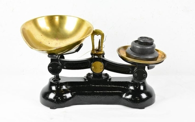 British Black Balance Scale With Weights