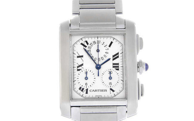 CARTIER - a gentleman's stainless steel Tank Francaise Chronoflex chronograph bracelet watch.