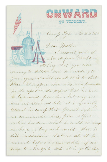 (CIVIL WAR--NEW YORK.) Staples, John P. Large archive of letters describing the Battle...