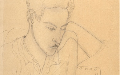 Jean COCTEAU Portrait de Jean Desbordes - 1928 Crayon sur papier h:32.7 CM, d:25.0 CM...