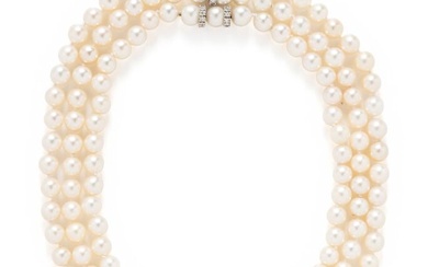 COLLECTION OF CONVERTIBLE CULTURED PEARL AND DIAMOND NECKLACES
