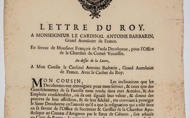 COMTAT D'AVIGNON. 1660. LETTRE DU ROY (LOUIS... - Lot 65 - Vermot et Associés