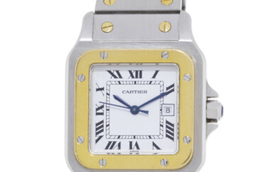 Cartier, Santos, montre-bracelet en or et acier avec date, documents