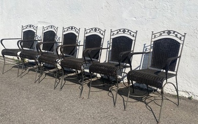 Chair (6) - Six wrought iron and rattan chairs