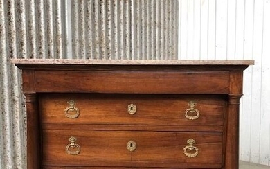 Chest of drawers - Empire - Marble, walnut wood - 1800