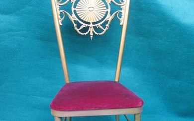 Chiavarina chair in solid brass with bas-relief