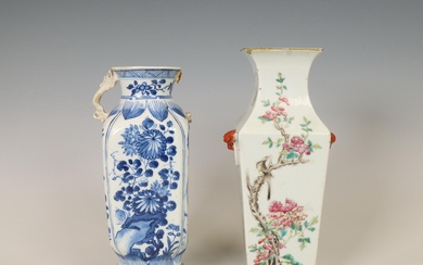 China, two square porcelain vases, 18th and 19th century