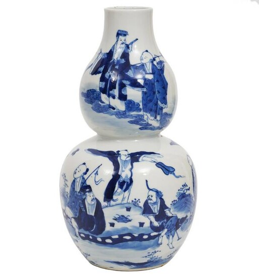 Chinese Blue & White Double Gourd Porcelain Vase