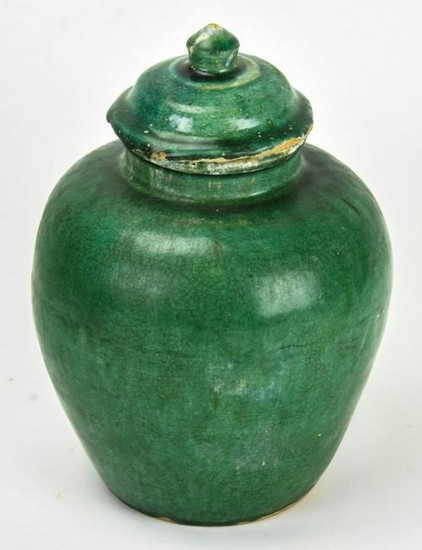 Chinese Green Glaze Pottery Ginger Jar