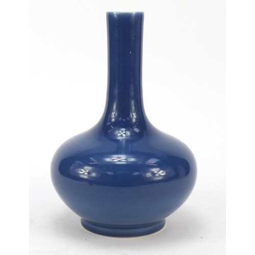 Chinese porcelain vase having a blue glaze, six figure Qianl...