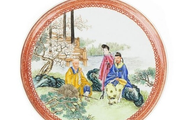 Chinese 'scholar' porcelain plate, Republic