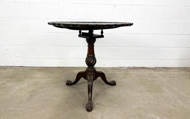 Chippendale Style Mahogany Pie Crust Clawfoot Rotating Tea Table
