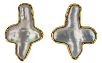 Christopher Walling Pearl & Gold Earrings