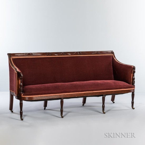 Classical-style Duncan Phyfe-type Carved Mahogany Sofa