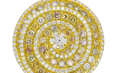 Colored Diamond, Diamond, Gold Ring The ring features full-cut...