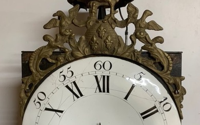 Comtoise clock - vervaardigd in de Jura - Louis XVI Style - Brass, Enamel, Iron (cast/wrought) - 1750-1800