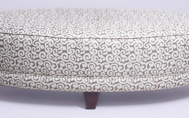 Contemporary oval upholstered ottoman