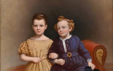 Continental School Portrait of Children 19th Century