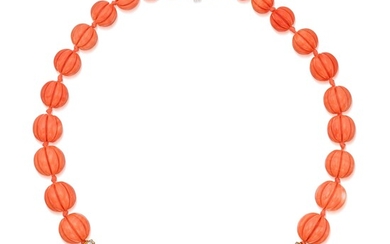 Coral and Diamond Necklace