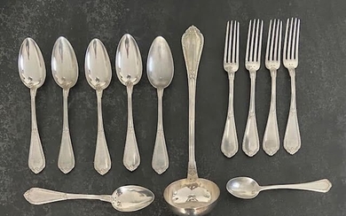 Cutlery set, Forks, ladle, spoons (12) - .800 silver - Wolfers Freres - Belgium - Early 20th century