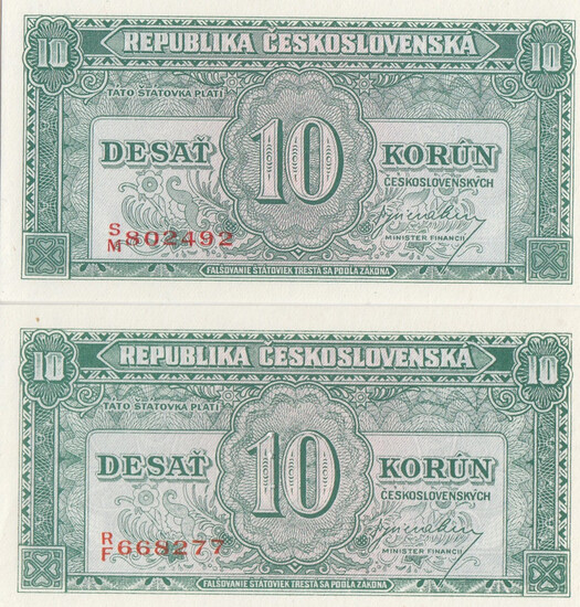 Czehoslovakia 10 Korun 1945 + specimen (2)