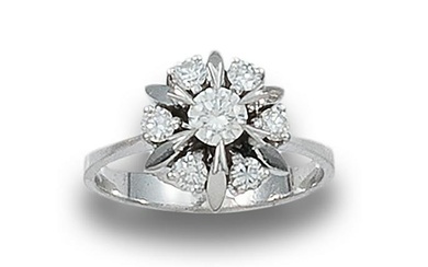 DIAMONDS AND WHITE GOLD FLOWER RING