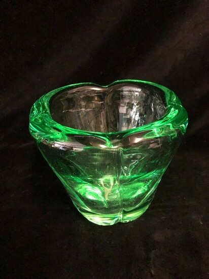Daum Nancy France Art Deco Green Glass Vase