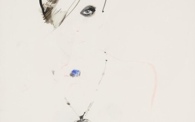 David Downton, British 1959- Fashion illustration, 2005; ink and gouache on plastic film and ink and gouache on paper, signed and dated lower right '05', 39.4 x 29.9 cm (ARR) Note: these works were commissioned by jewellery designer Theo Fennell...