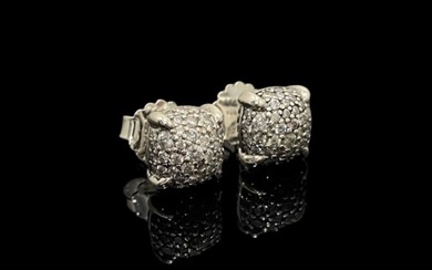 David Yurman Chatelaine Stud Earrings in Sterling Silver with Pave Diamonds