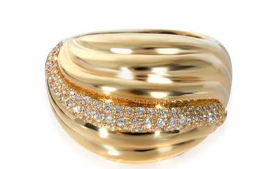 David Yurman Sculpted Cable Dome Ring in 18k Yellow Gold 0.49 CTW