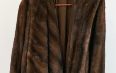 Demi Buff Directional Mink Coat with Hood