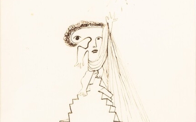Dessin original. "La nuit en plein jour ou la nouvelle époque", 1927. Encre sur papier, signé, Cocteau, Jean