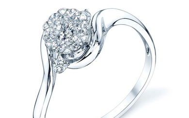 Diamond Accented Bypass Ring In 14k White Gold