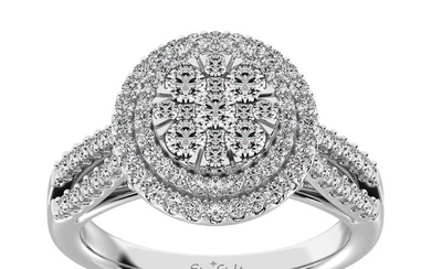 Diamond Double Halo Engagement Ring 1 ct tw in 14K White Gold