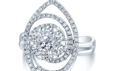 Diamond Marquise Swirl Ring In 14k White Gold