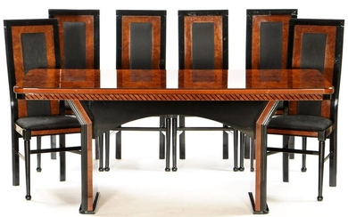 Dining table with 6 chairs, French Art Deco Style