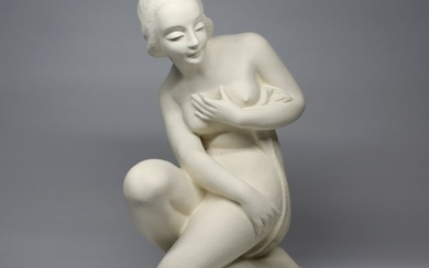 Donáth Ceramics - László Donáth - Sculpture, Art deco woman - 38 cm - Terracotta - 1942