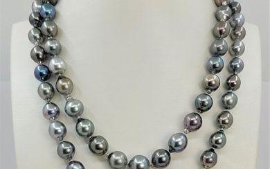 Double 2 row Bright 8.2x11.8mm Multi Tahitian pearls - Necklace