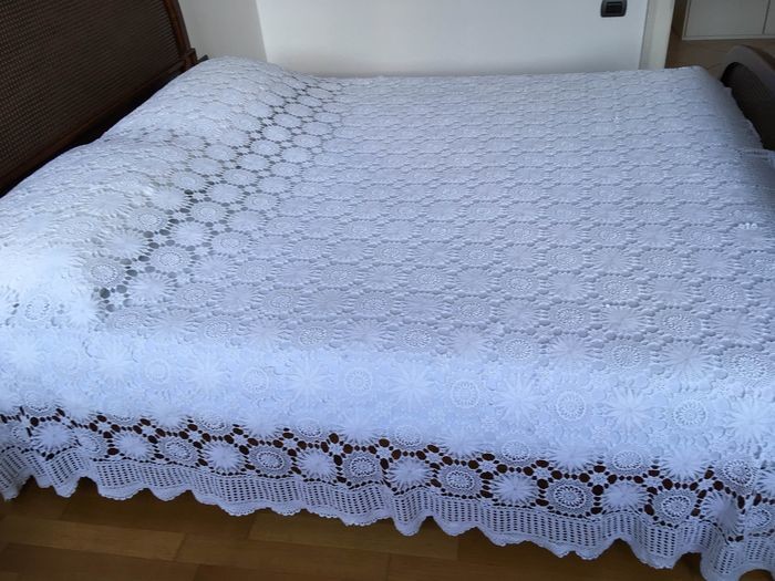 Double antique bedspread, all handmade crochet - 100% pure cotton (1) - Cotton - First half 20th century