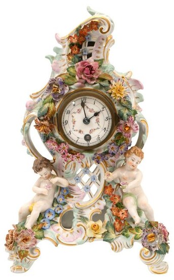 Dresden Porcelain Figural Mantel Clock