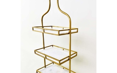 ETAGERE, gilt metal with three marble tiered shelves, 85cm H...