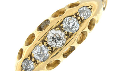 Edwardian 18ct gold old-cut diamond five-stone ring.