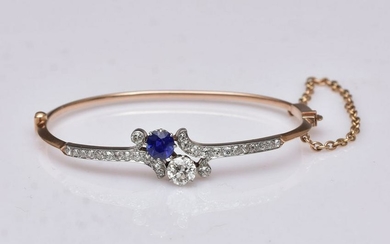 Edwardian Sapphire and Diamond Cuff Bracelet