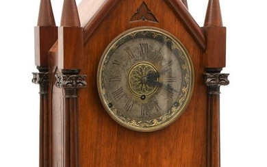 English Gothic Style Triple Fusee Mantel Clock