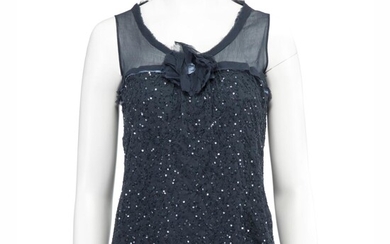 SOLD. Ermanno Scervino: A dark blue top of silk with no sleeves, a flower on the front and numerous dark blue sequins. Size 40 (IT) – Bruun Rasmussen Auctioneers of Fine Art