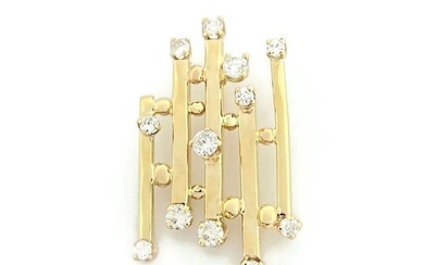Estate Speckled Slat Diamond Necklace Pendant 14K Yellow Gold, 1.98 Grams