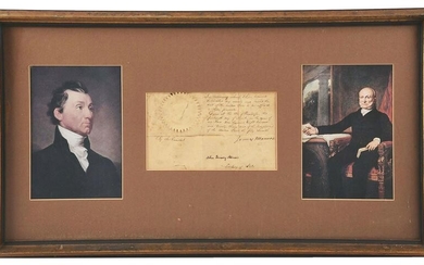 FRAMED DOCUMENT SIGNED BY JOHN QUINCEY ADAMS AND JAMES